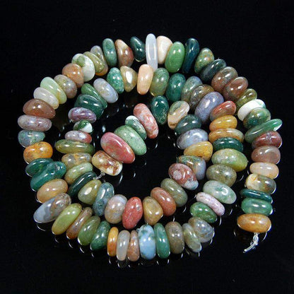 Semiprecious Indian Agate Freeform Rondelle Disk Beads, 15'' strand 