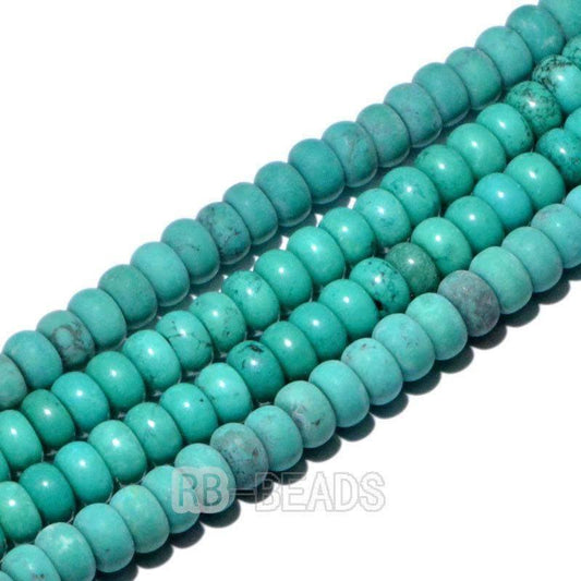 semiprecious Natural Rondelle Blue Turquoise Blue, Smooth Matte , Disk Stone Loose 4x6mm 5x8mm Jewelry beads, 15.5” str 