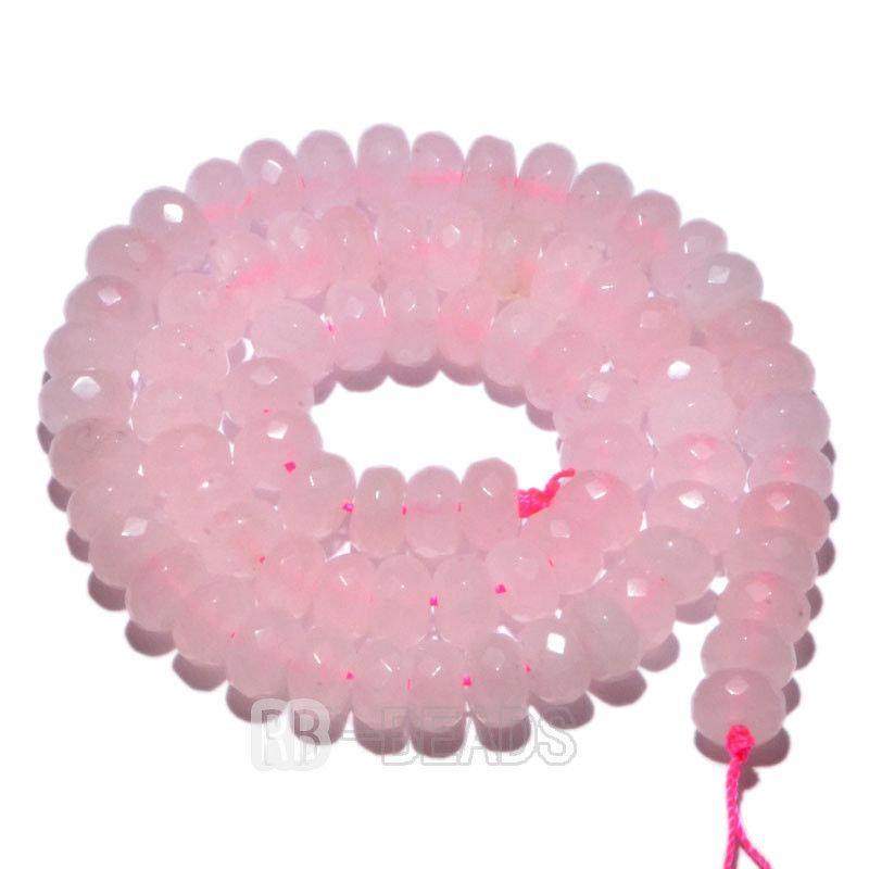 semiprecious Natural Rondelle Disk Rose Quartz Beads, Smooth Matte and Faceted Stone Beads,  Loose 4x6mm 5x8mm Jewelry beads, 15.5'' strand 