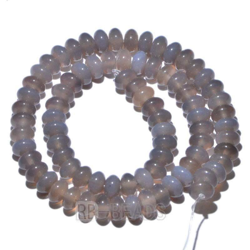 Semiprecious Rondelle Disk Gray Agate Beads, Smooth Matte and Faceted 