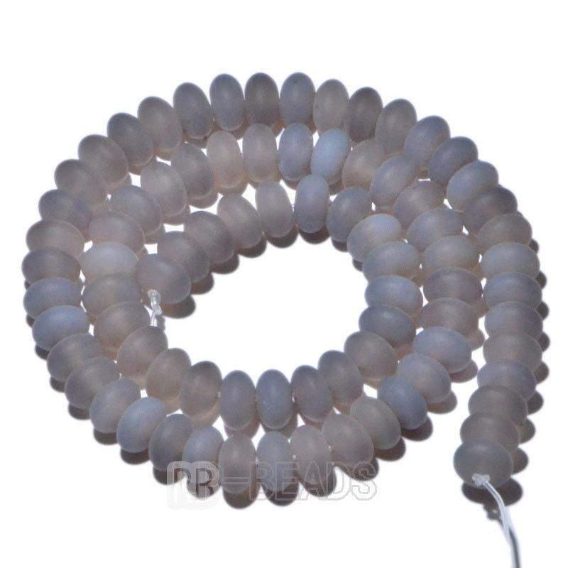 Semiprecious Rondelle Disk Gray Agate Beads, Smooth Matte and Faceted 