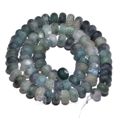 Semiprecious Rondelle Disk Moss Agate beads, 4x6mm 5x8mm, 15.5 strand 