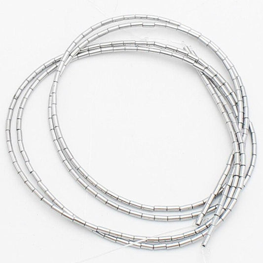 Silver Tube Hematite Beads, 2x4mm 1x3mm 16'' inch strand 