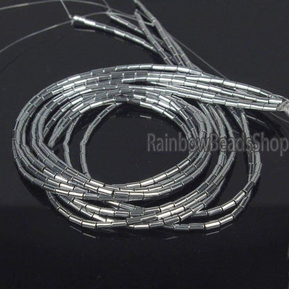 Silver Tube Hematite Beads, 2x4mm 1x3mm 16'' inch strand 