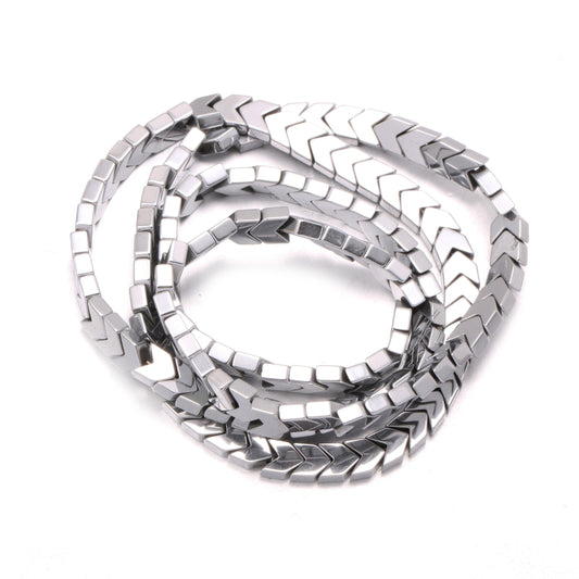 Silver V Shape Arrowheaded Hematite Beads, 2x4x6mm 16'' strand 