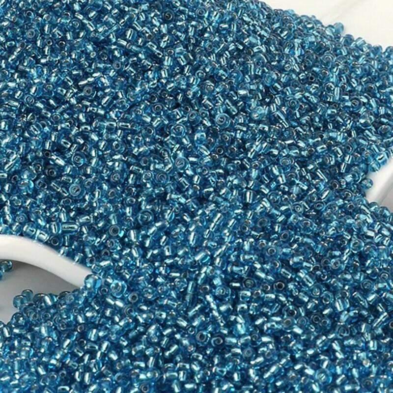 Sky Blue Lined Transparen japanese seed beads, 2mm 12/0  Miyuki Delica small glass beads, Austria round beads, Clear, 1000 pcs 