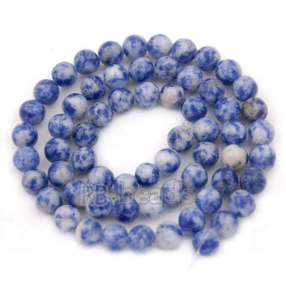 Smooth Blue Spot Jasper beads, 2-10mm Round beads, 15.5'' strand 