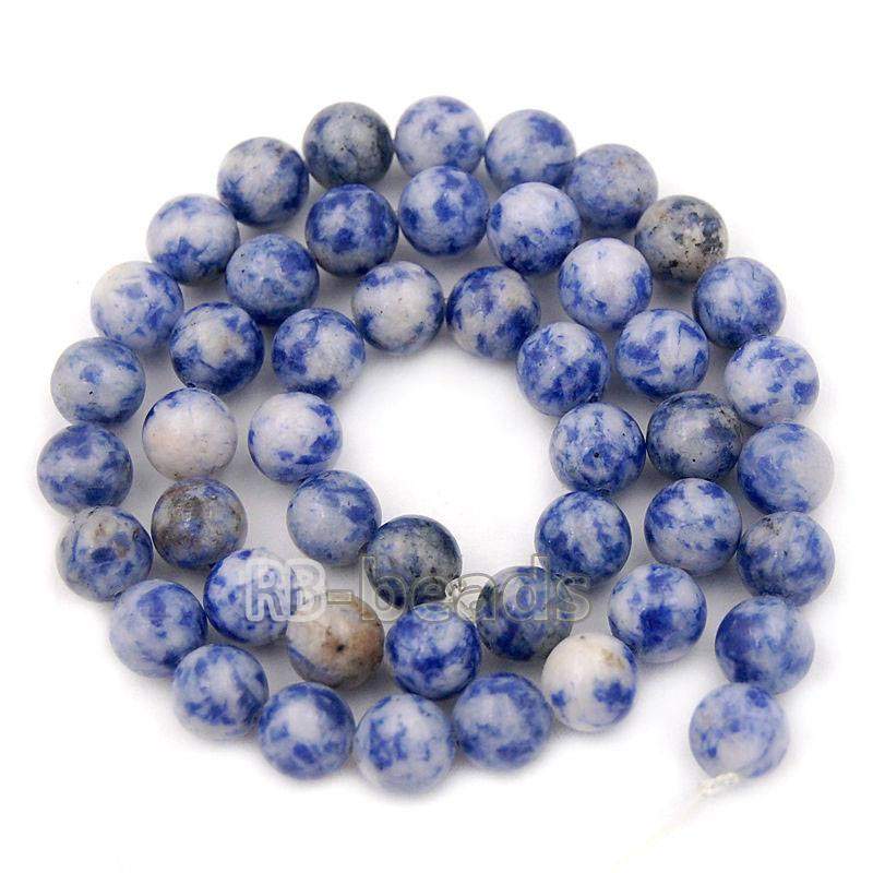 Smooth Blue Spot Jasper beads, 2-10mm Round beads, 15.5'' strand 