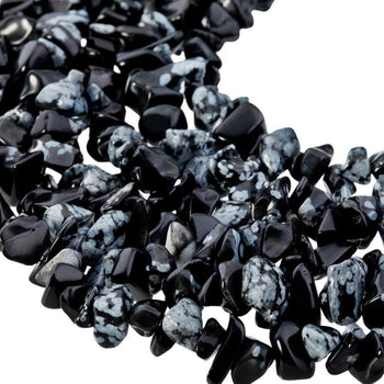Snow Flake Obsidian Chip Beads, Gemstone Polished 5~8mm 34 Inc str, 