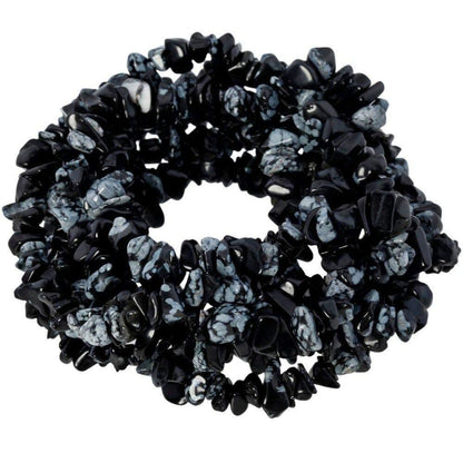 Snow Flake Obsidian Chip Beads, Gemstone Polished 5~8mm 34 Inc str, 