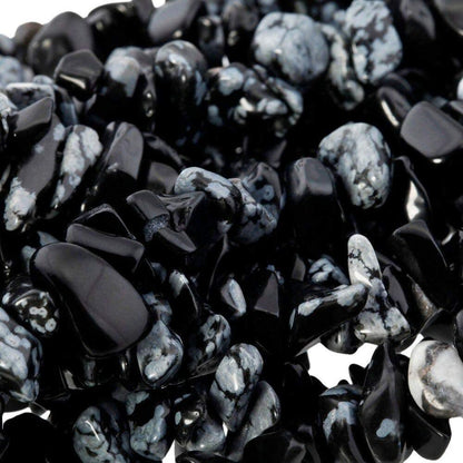 Snow Flake Obsidian Chip Beads, Gemstone Polished 5~8mm 34 Inc str, 