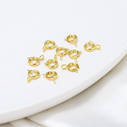 Spring Ring Clasp With Open Jump Ring, 18K Gold 