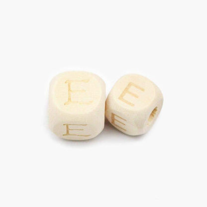 Square Letters Grass Tree Wood Bead Laser, Alphabet A~Z Ecofriendly Wooden Beads 26pcs 10/12mm 