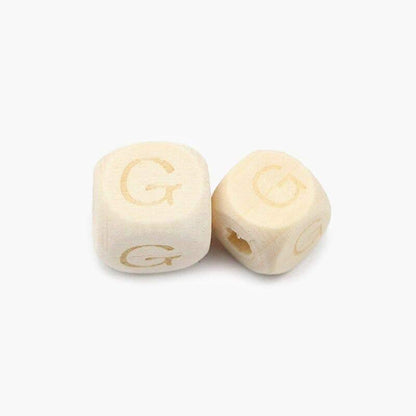 Square Letters Grass Tree Wood Bead Laser, Alphabet A~Z Ecofriendly Wooden Beads 26pcs 10/12mm 