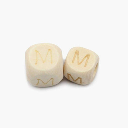 Square Letters Grass Tree Wood Bead Laser, Alphabet A~Z Ecofriendly Wooden Beads 26pcs 10/12mm 