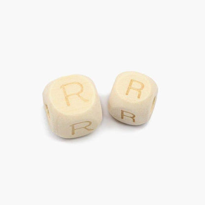 Square Letters Grass Tree Wood Bead Laser, Alphabet A~Z Ecofriendly Wooden Beads 26pcs 10/12mm 