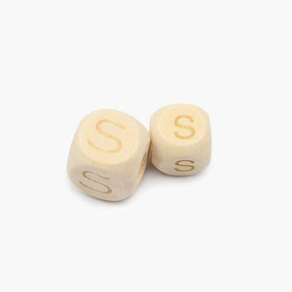 Square Letters Grass Tree Wood Bead Laser, Alphabet A~Z Ecofriendly Wooden Beads 26pcs 10/12mm 