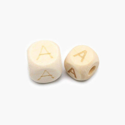 Square Letters Grass Tree Wood Bead Laser, Alphabet A~Z Ecofriendly Wooden Beads 26pcs 10/12mm 