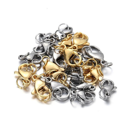 Stainless Steel, Gold Plated Lobster Clasp with Jump Rings, 30Pcs 