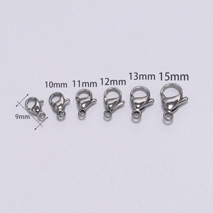 Stainless Steel Lobster Clasps, 3-15 mm 