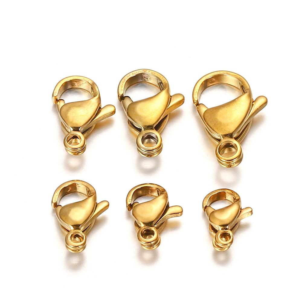 Stainless Steel Lobster Claw Clasps, Gold Plated, 30Pcs/lot 