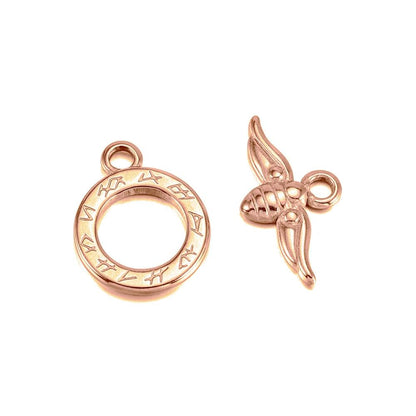 Stainless Steel OT Clasps, Rose Gold, 3 Sets 