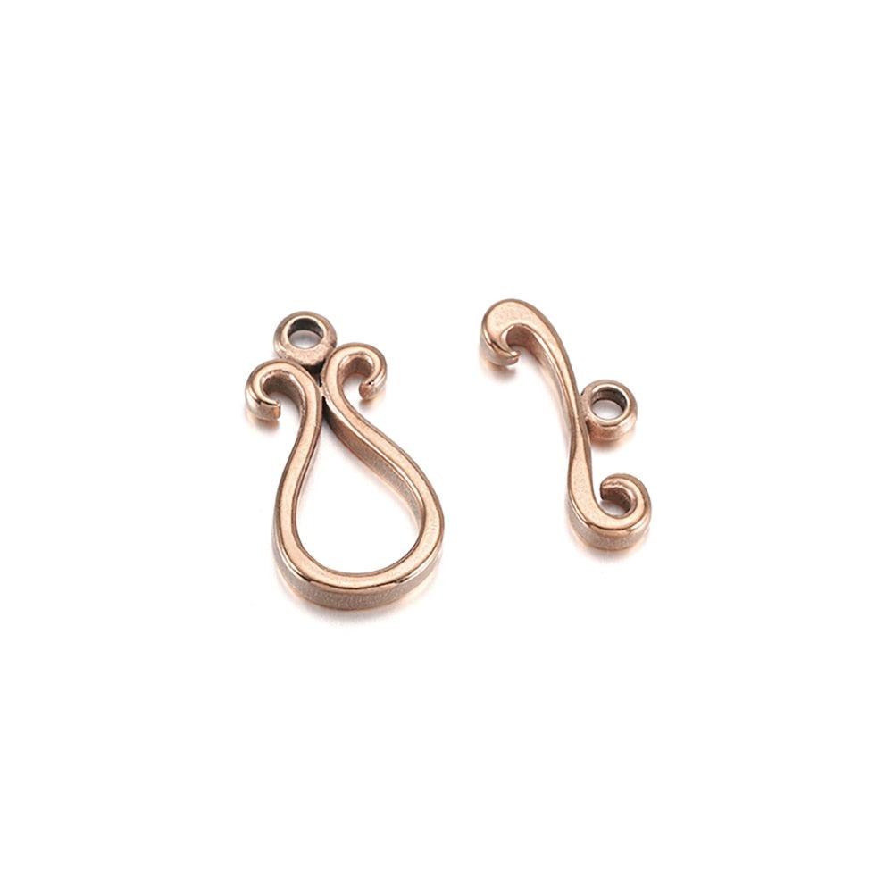 Stainless Steel OT Clasps, Rose Gold, 3 Sets 