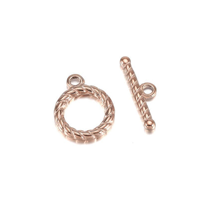 Stainless Steel OT Clasps, Rose Gold, 3 Sets 