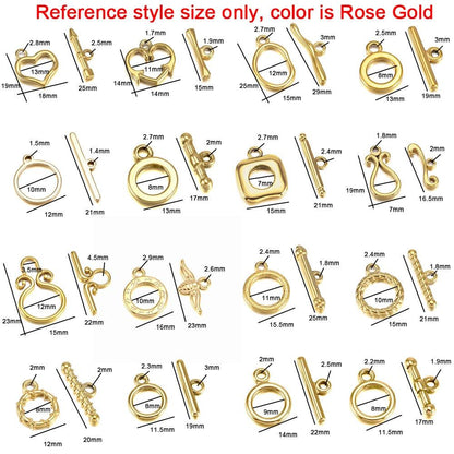 Stainless Steel OT Clasps, Rose Gold, 3 Sets 