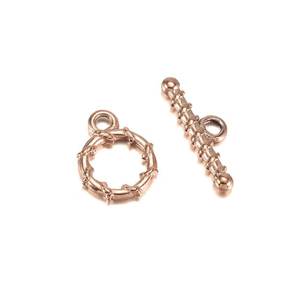 Stainless Steel OT Clasps, Rose Gold, 3 Sets 