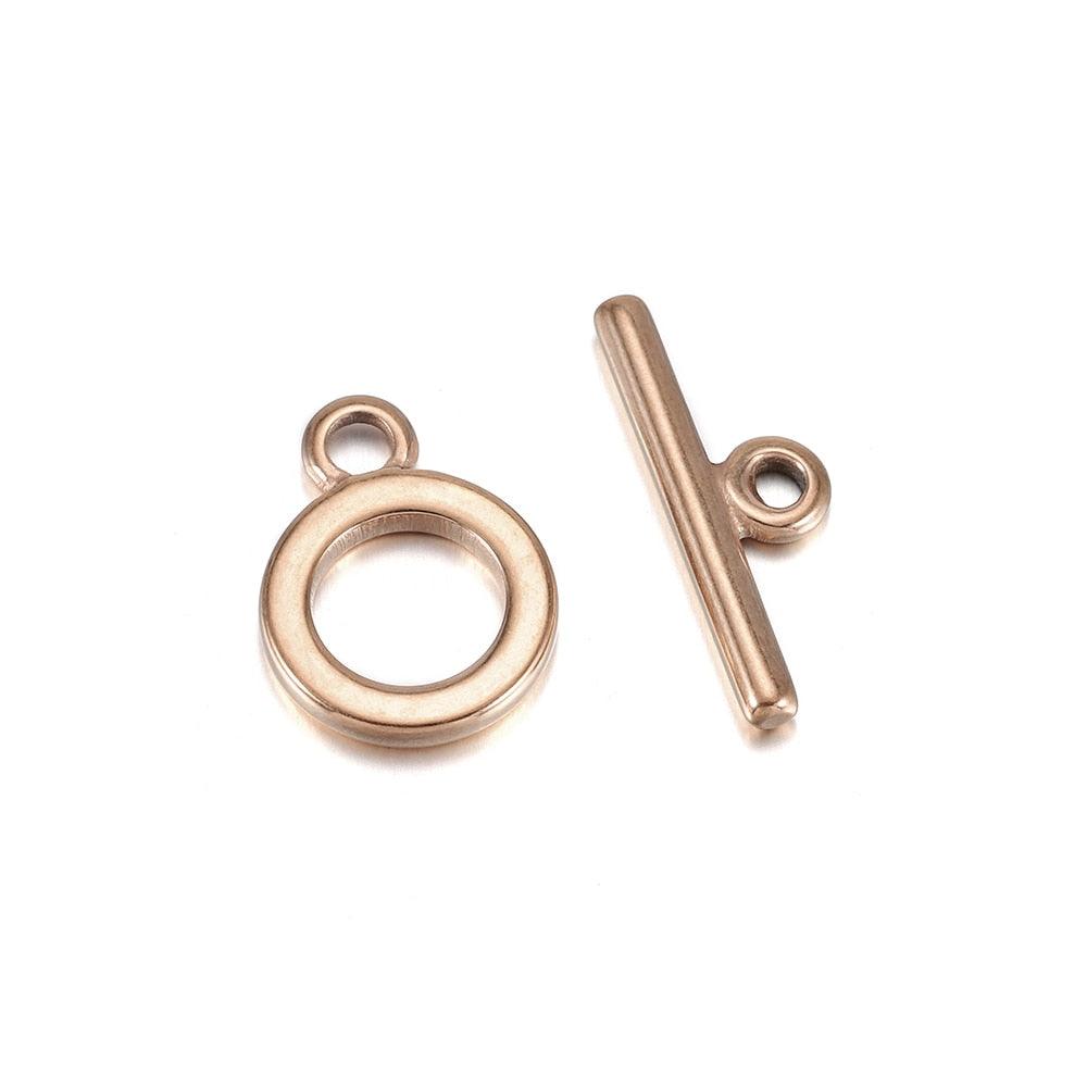 Stainless Steel OT Clasps, Rose Gold, 3 Sets 