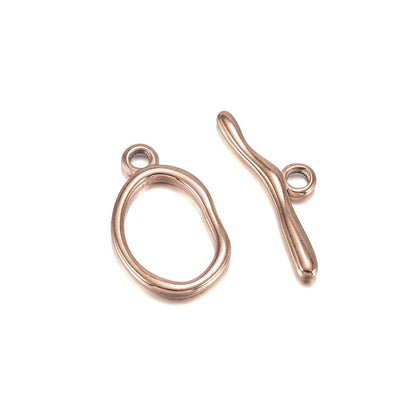 Stainless Steel OT Clasps, Rose Gold, 3 Sets 