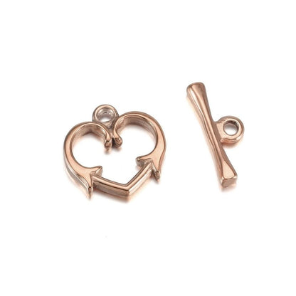 Stainless Steel OT Clasps, Rose Gold, 3 Sets 