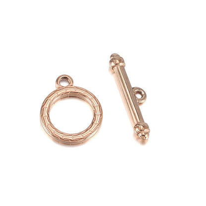 Stainless Steel OT Clasps, Rose Gold, 3 Sets 