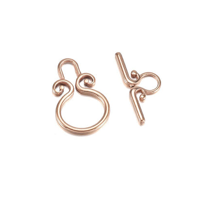 Stainless Steel OT Clasps, Rose Gold, 3 Sets 