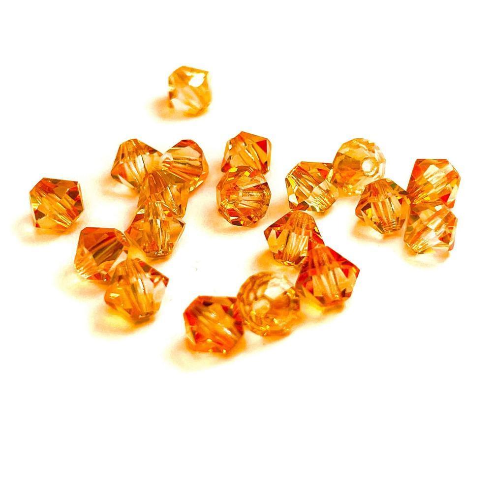 Sun Orange Crystal Faceted Bicone beads, 3mm 4mm 5mm Acrylic Faceted Bicone beads, 100pcs,  for jewerly making and beading 