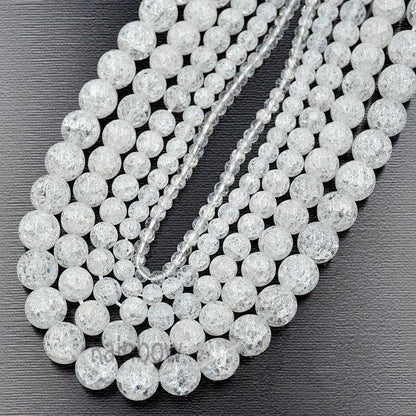 Synthetic Fire Clear Quartz Crystal Beads, White Gemstone Beads, Round Natural Beads, 4mm 6mm 8mm 10mm 12mm 15''5 strand 