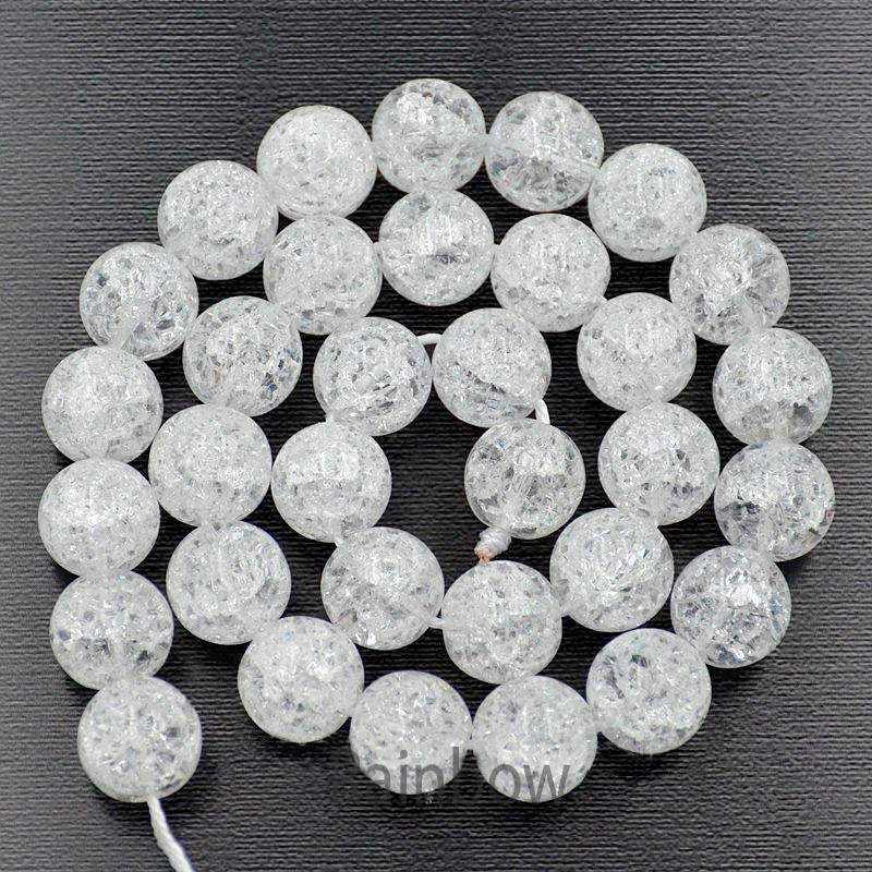 Synthetic Fire Clear Quartz Crystal Beads, White Gemstone Beads, Round Natural Beads, 4mm 6mm 8mm 10mm 12mm 15''5 strand 