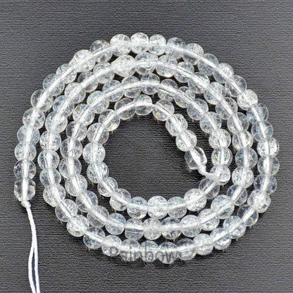 Synthetic Fire Clear Quartz Crystal Beads, White Gemstone Beads, Round Natural Beads, 4mm 6mm 8mm 10mm 12mm 15''5 strand 