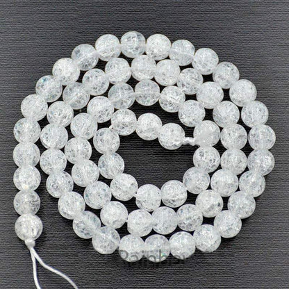 Synthetic Fire Clear Quartz Crystal Beads, White Gemstone Beads, Round Natural Beads, 4mm 6mm 8mm 10mm 12mm 15''5 strand 