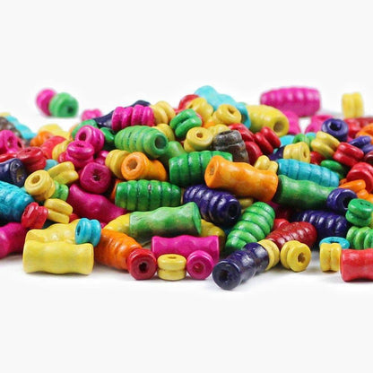 Thread oval tube Wooden Beads, Mixed Craft beads For Jewelry Making, Eco-Friendly Crafts Kids Toys 200pcs 