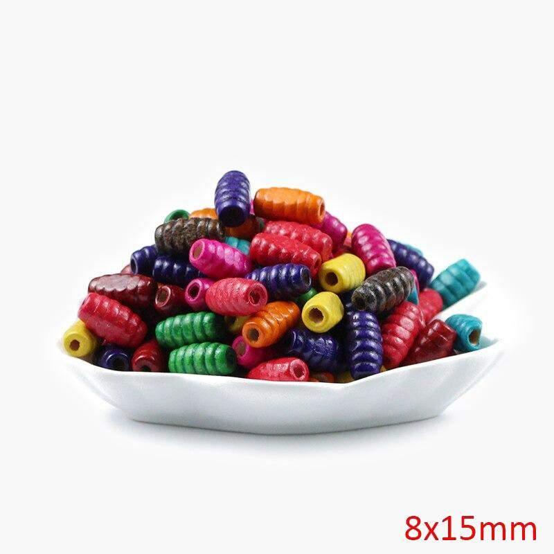 Thread oval tube Wooden Beads, Mixed Craft beads For Jewelry Making, Eco-Friendly Crafts Kids Toys 200pcs 