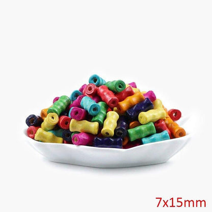 Thread oval tube Wooden Beads, Mixed Craft beads For Jewelry Making, Eco-Friendly Crafts Kids Toys 200pcs 