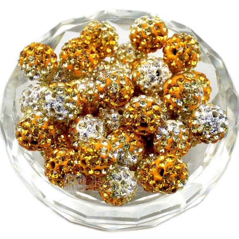 Topaz Clear Crystal Rhinestone Round Beads, 6mm 8mm 8mm 10mm 12mm Pave Clay Disco Ball Beads, Chunky Bubble Gum Beads, Gumball Acrylic Beads 