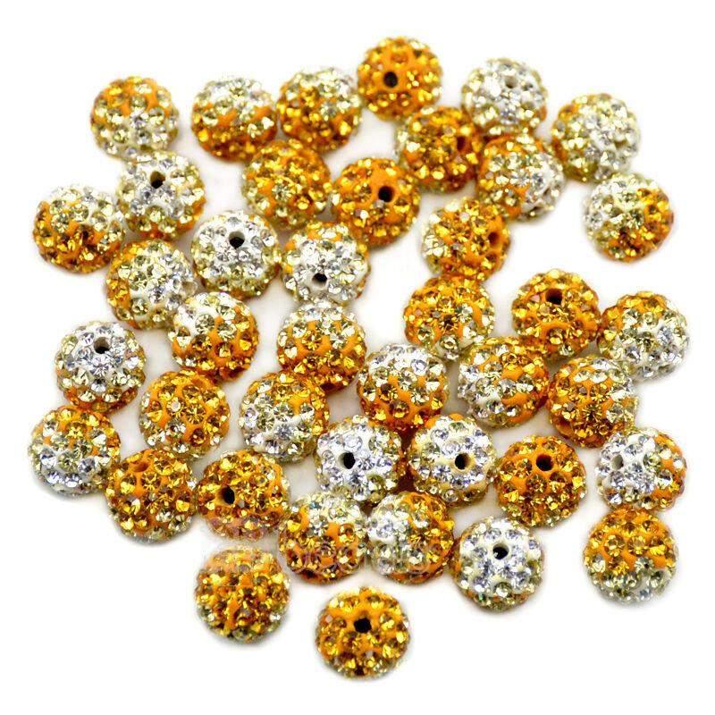 Topaz Clear Crystal Rhinestone Round Beads, 6mm 8mm 8mm 10mm 12mm Pave Clay Disco Ball Beads, Chunky Bubble Gum Beads, Gumball Acrylic Beads 