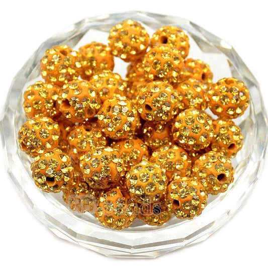 Topaz Crystal Rhinestone Round Beads, 6mm 8mm 8mm 10mm 12mm Pave Clay Disco Ball Beads, Chunky Bubble Gum Beads, Gumball Acrylic Beads 