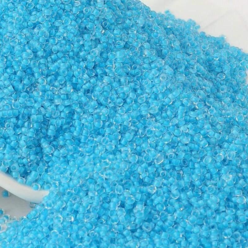 Transparent Seed Beads blue Lined, japanese seed beads, 2mm 12/0  Miyuki Delica small glass beads, Austria round beads, Clear, 1000 pcs 