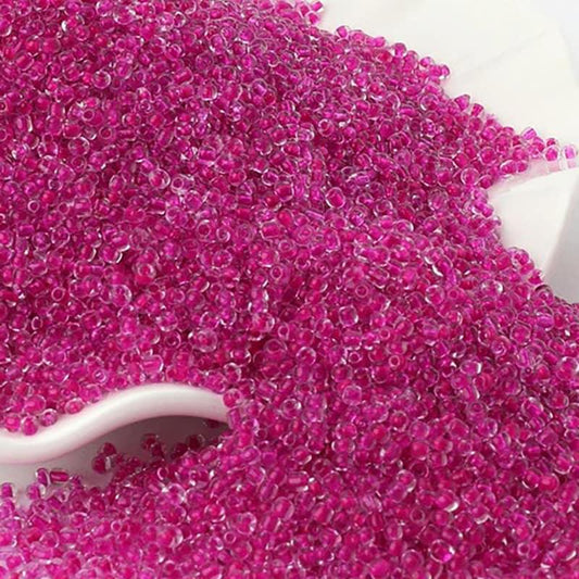 Transparent Seed Beads fuchsia Lined, round japanese seed beads, Miyuki Delica small glass beads, 2mm 12/0 1000 pcs 