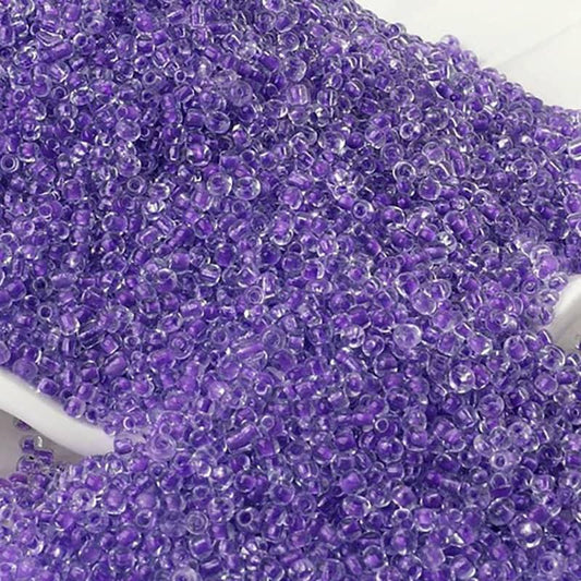 Transparent Seed Beads Purple Lined japanese seed beads, 2mm 12/0  Miyuki Delica small glass beads, Austria round beads, Clear, 1000 pcs 