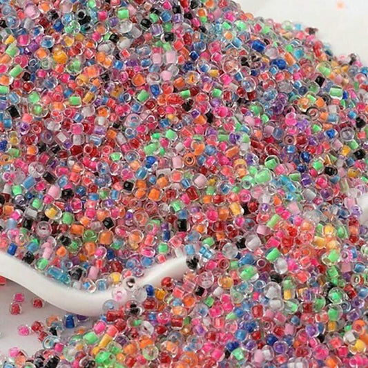 Transparent Seed Beads with Mixed color Lined  japanese seed beads, glass Austria Miyuki Delica round small beads, 1000pcs, 2mm 12/0 